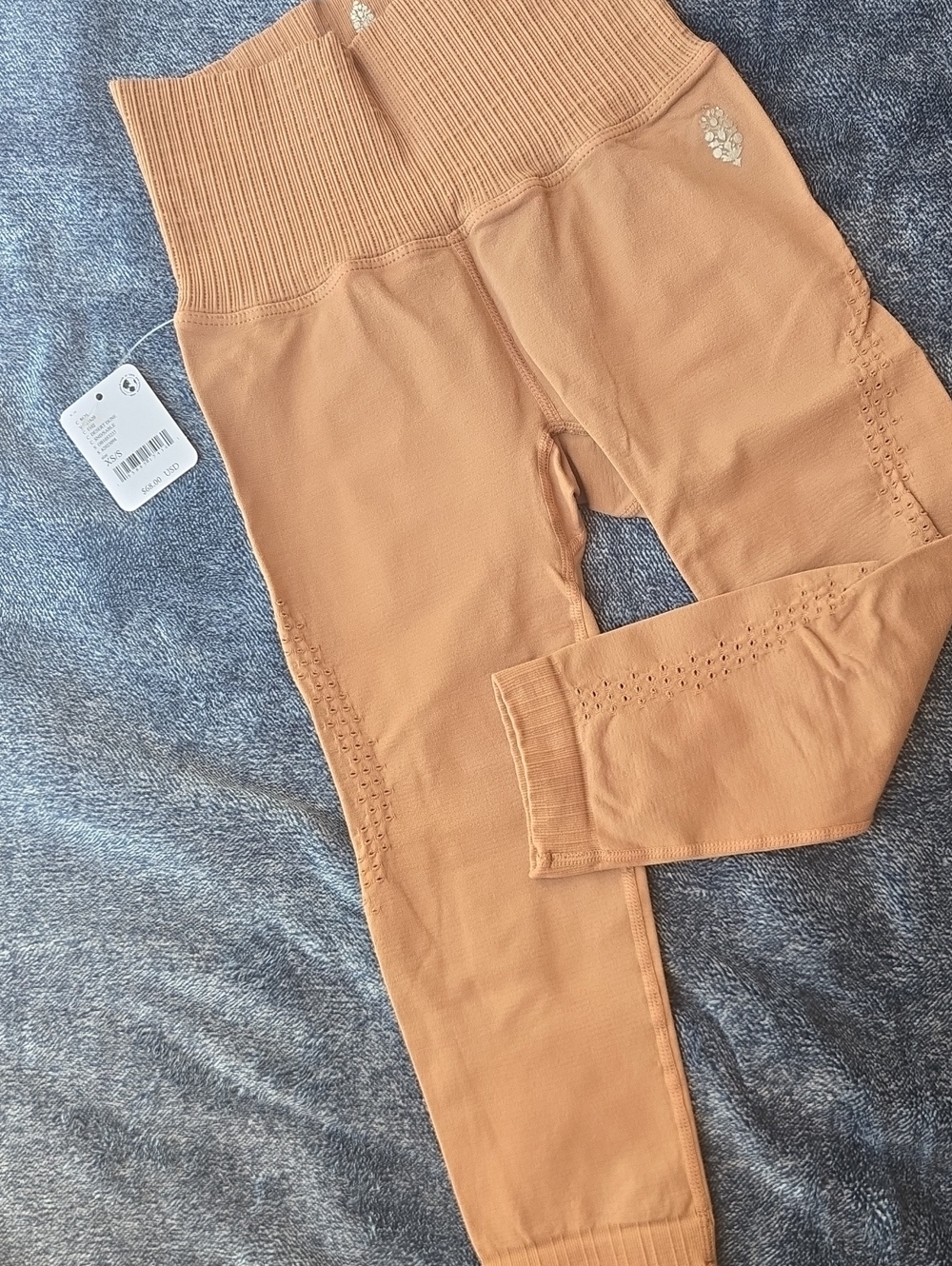 FP Movement by Free People High-Rise Ribbed Waist Leggings - Tan